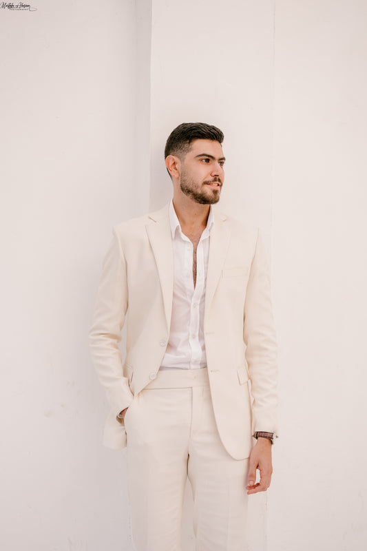 Off-White Linen Suit – Notch Lapel